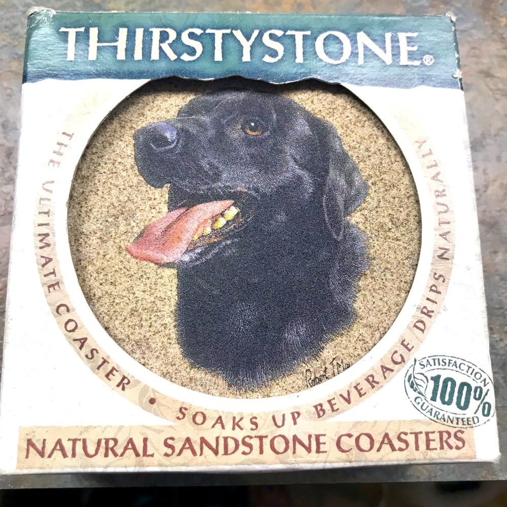 NIP Thirsty Stone Licensed/Vintage Black Labrador Retriever Coasters